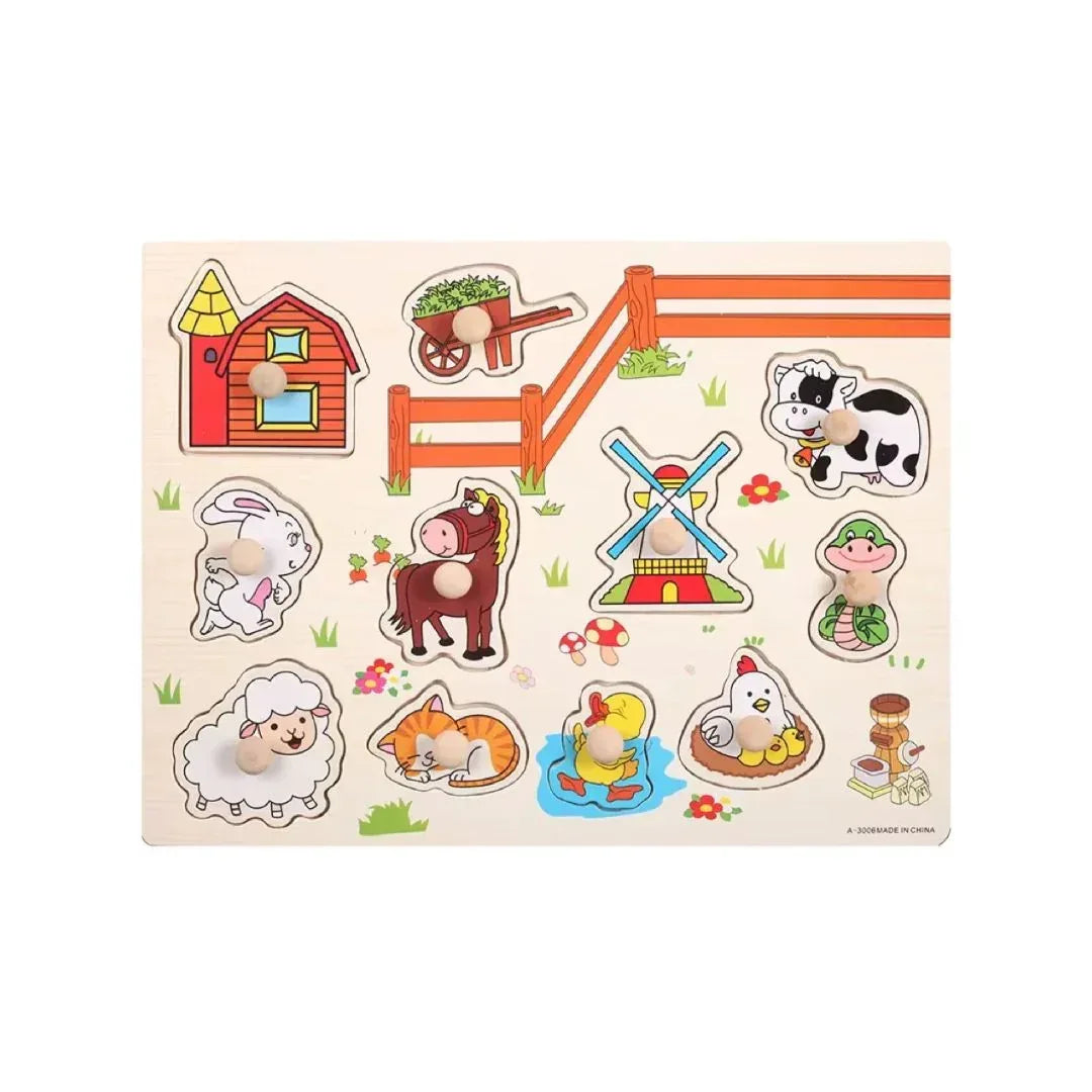 Puzzle incastru din lemn, Animale Domestice, 2 ani+ - Default Title