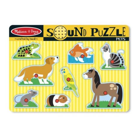 Puzzle incastru din lemn cu sunete Animale de companie Melissa and Doug 730 - poza 2