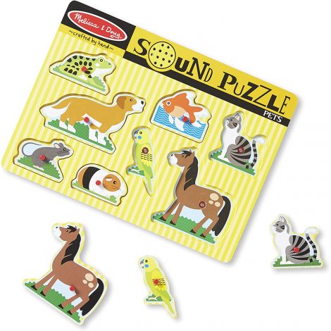 Puzzle incastru din lemn cu sunete Animale de companie Melissa and Doug 730 - poza 3