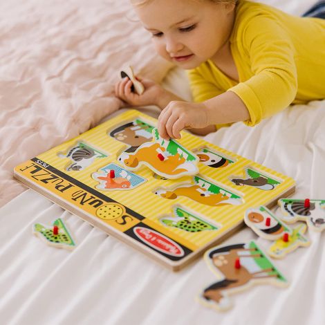 Puzzle incastru din lemn cu sunete Animale de companie Melissa and Doug 730 - poza 4