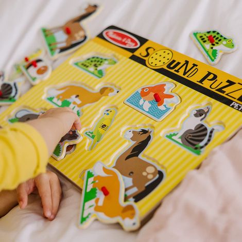 Puzzle incastru din lemn cu sunete Animale de companie Melissa and Doug 730 - poza 5