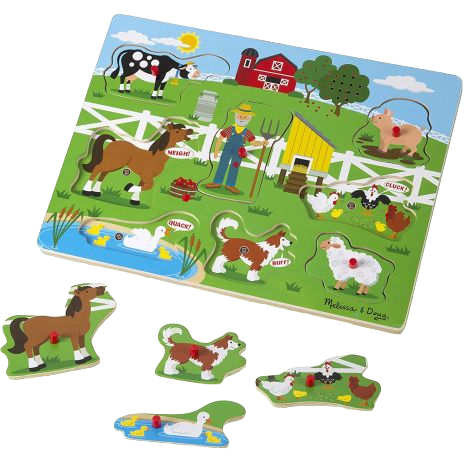 Puzzle incastru din lemn cu sunete Old McDonald Melissa & Doug 738 - poza 1