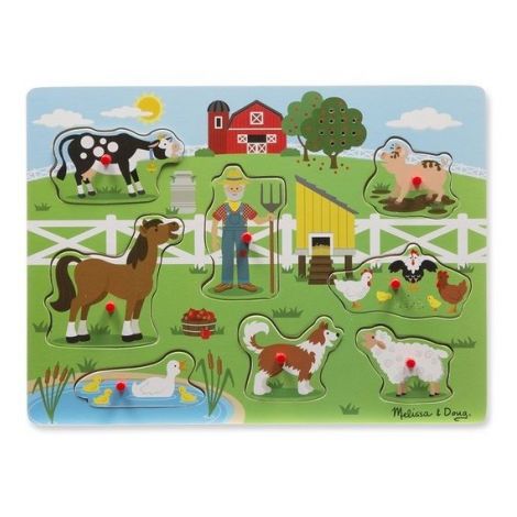 Puzzle incastru din lemn cu sunete Old McDonald Melissa & Doug 738 - poza 2