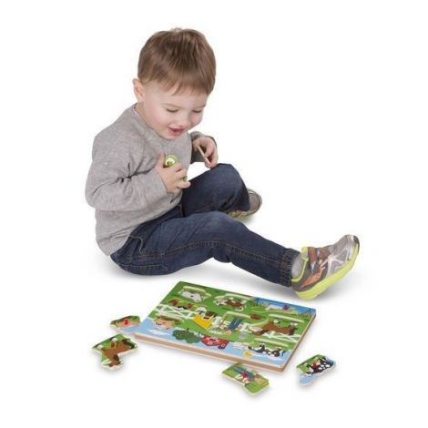 Puzzle incastru din lemn cu sunete Old McDonald Melissa & Doug 738 - poza 3