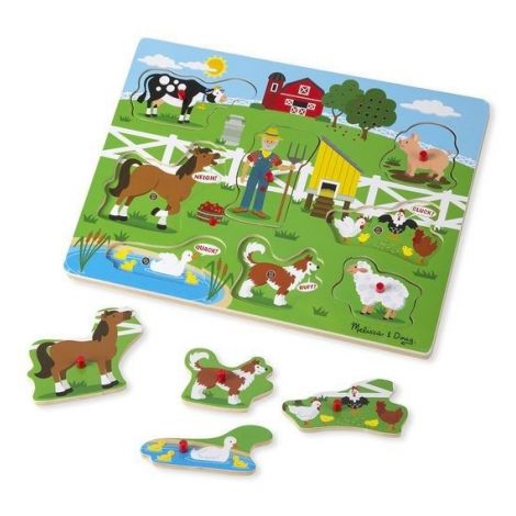 Puzzle incastru din lemn cu sunete Old McDonald Melissa & Doug 738 - poza 4