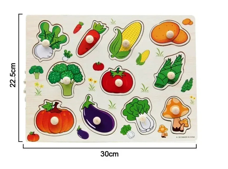 Puzzle incastru din lemn, Legume, 2 ani+ - Default Title