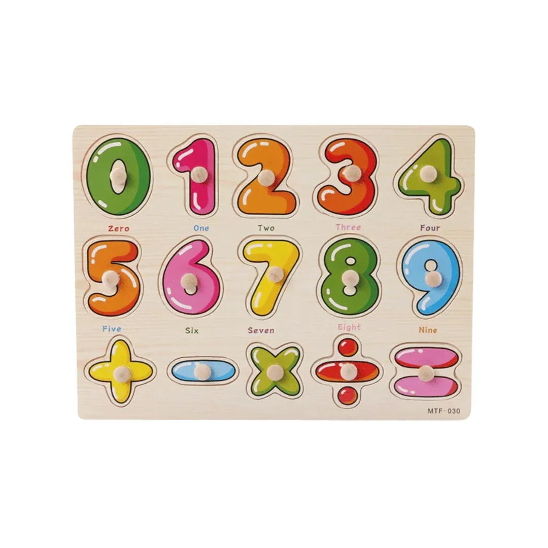 Puzzle incastru din lemn - Numere și operații matematice, 2 ani+ - Default Title