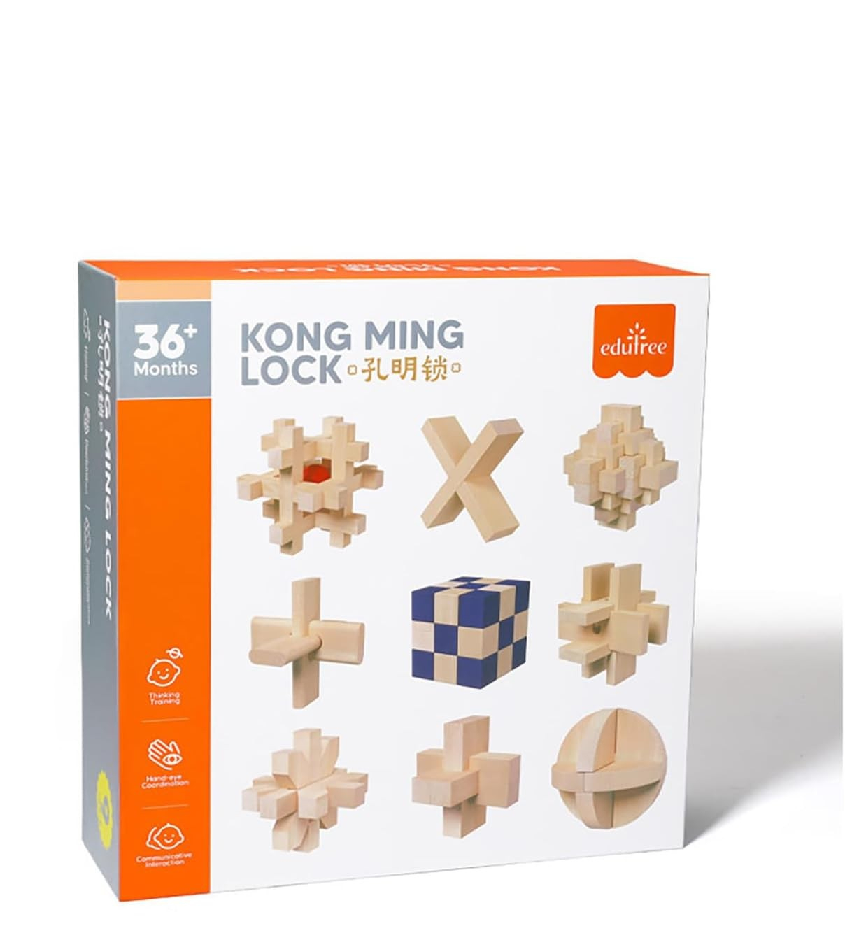 Puzzle IQ din lemn - set 9 jocuri tip Rubik Kongming