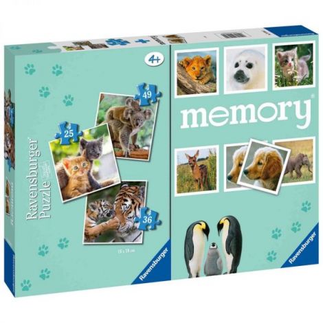 Puzzle + Joc Memory Animale, 25 36 49 Piese - poza 3