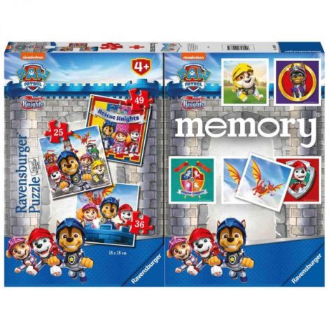 Puzzle + Joc Memory Patrula Catelusilor, 25 36 49 Piese - poza 1