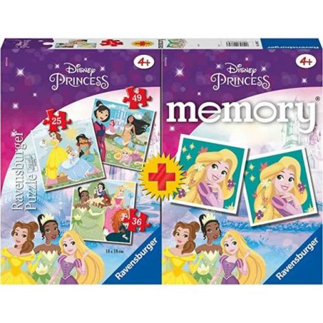 Puzzle + Joc Memory Printesele Disney, 25 36 49 Piese - poza 1