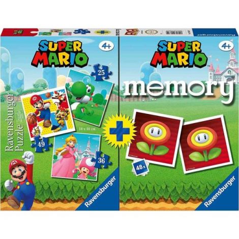 Puzzle + Joc Memory Super Mario, 25 36 49 Piese - poza 1
