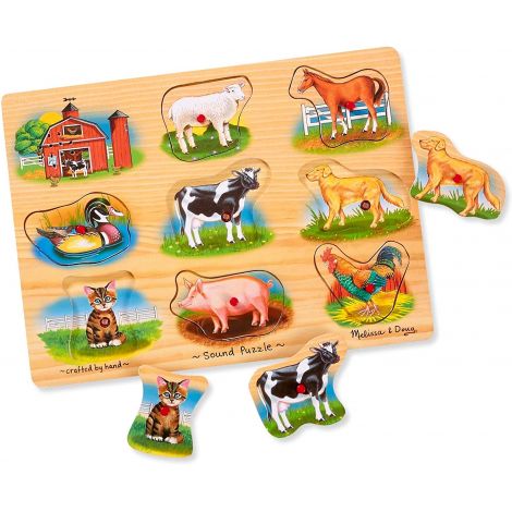 Puzzle lemn cu sunete Animale de la Ferma Melissa and Doug - poza 2