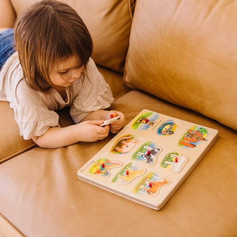 Puzzle lemn cu sunete Animale de la Ferma Melissa and Doug - poza 4