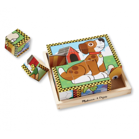 Puzzle lemn din cuburi Animalele de casa Melissa & Doug 3771 - poza 3