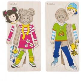 Puzzle lemn Imbracam copiii - poza 1