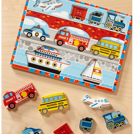 Puzzle lemn in relief Mijloace de transport Melissa and Doug - poza 2
