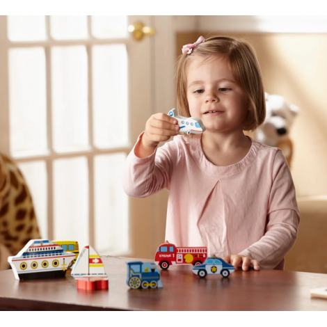 Puzzle lemn in relief Mijloace de transport Melissa and Doug - poza 4