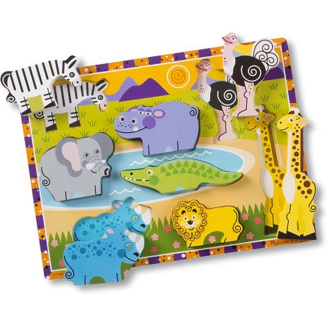 Puzzle lemn in relief Safari Melissa and Doug - poza 1