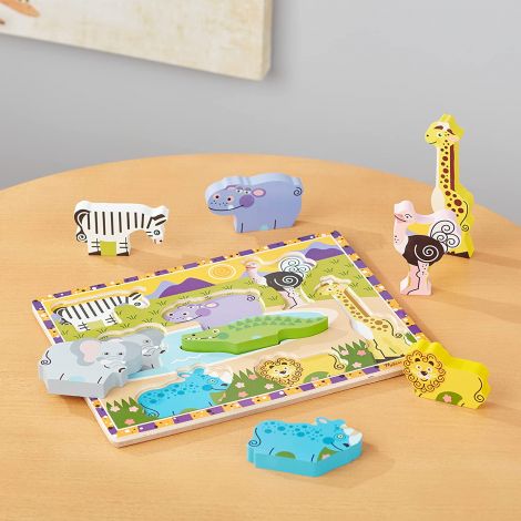 Puzzle lemn in relief Safari Melissa and Doug - poza 2