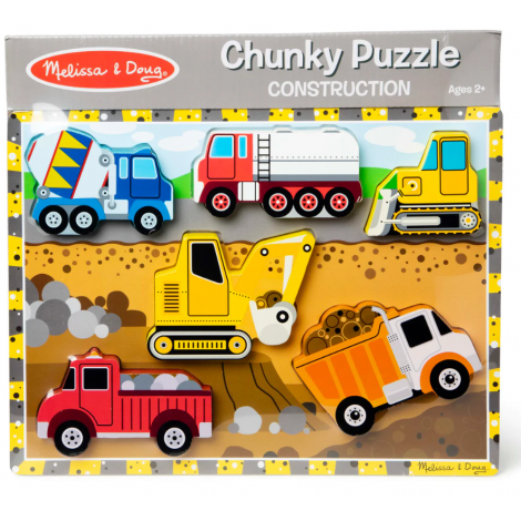 Puzzle lemn in relief Utilaje pentru constructii Melissa and Doug - poza 1