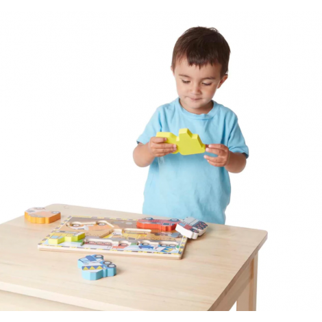 Puzzle lemn in relief Utilaje pentru constructii Melissa and Doug - poza 3