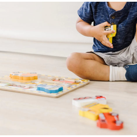 Puzzle lemn in relief Utilaje pentru constructii Melissa and Doug - poza 4