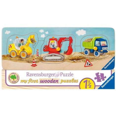 PUZZLE LEMN UTILAJE CONSTRUCTII, 3 PIESE - poza 1