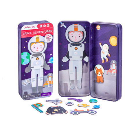 Puzzle magnetic in cutie metalica, joc de potrivire si asociere - Aventurierii Spatiului - poza 1