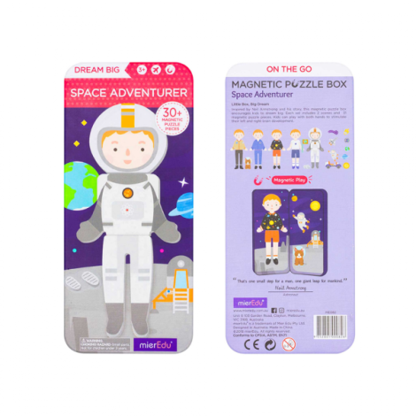 Puzzle magnetic in cutie metalica, joc de potrivire si asociere - Aventurierii Spatiului - poza 2