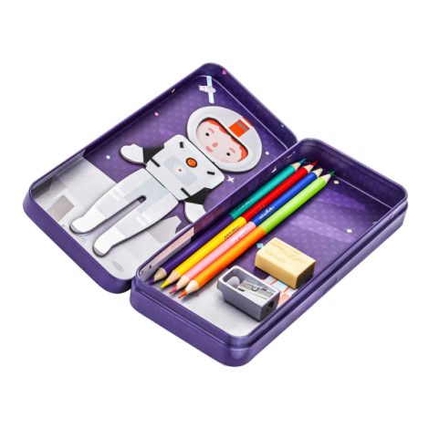 Puzzle magnetic in cutie metalica, joc de potrivire si asociere - Aventurierii Spatiului - poza 4