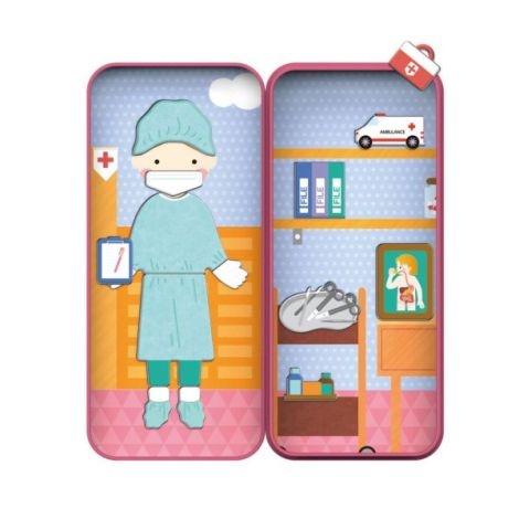 Puzzle magnetic in cutie metalica, joc de potrivire si asociere - Doctor - poza 2