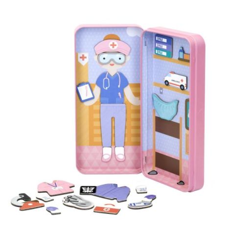 Puzzle magnetic in cutie metalica, joc de potrivire si asociere - Doctor - poza 5