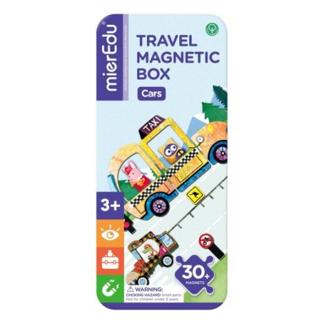 Puzzle magnetic in cutie metalica, joc de potrivire si asociere - Masini - poza 4