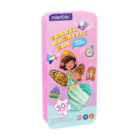 Puzzle magnetic in cutie metalica, joc de potrivire si asociere - Padurea Zanelor - poza 1