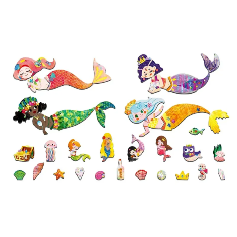 Puzzle magnetic in cutie metalica, joc de potrivire si asociere - Sirene - poza 5
