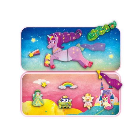 Puzzle magnetic in cutie metalica, joc de potrivire si asociere - Unicorni - poza 2