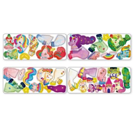 Puzzle magnetic in cutie metalica, joc de potrivire si asociere - Unicorni - poza 4