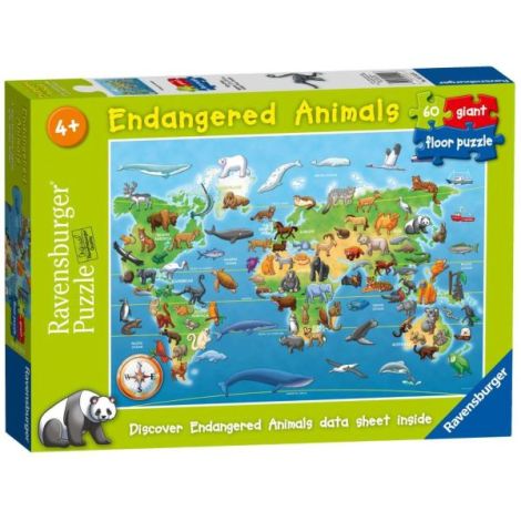 Puzzle mare de podea harta animale 60 piese - poza 2