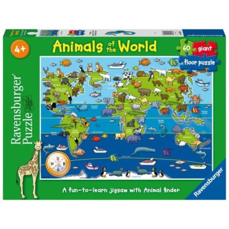 Puzzle mare de podea harta animalele lumii 60 piese - poza 2