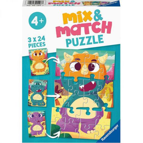 PUZZLE MIX&MATCH DINOZAURI, 3x24 PIESE - poza 1