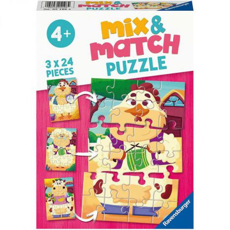Puzzle Mix & Match Prietenii de la Ferma, 3x24 piese - Ravensburger - poza 1