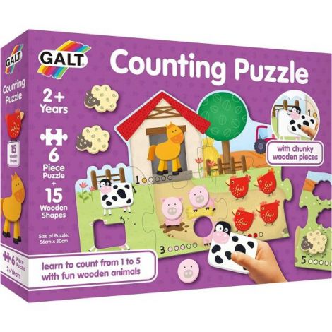 Puzzle - numaram animalele de la ferma ( 6 piese) - poza 1