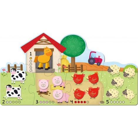 Puzzle - numaram animalele de la ferma ( 6 piese) - poza 3