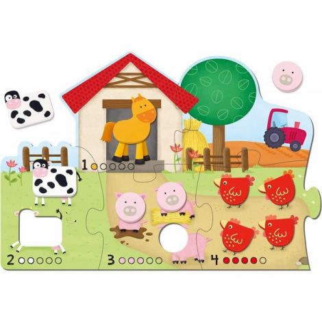 Puzzle - numaram animalele de la ferma ( 6 piese) - poza 4