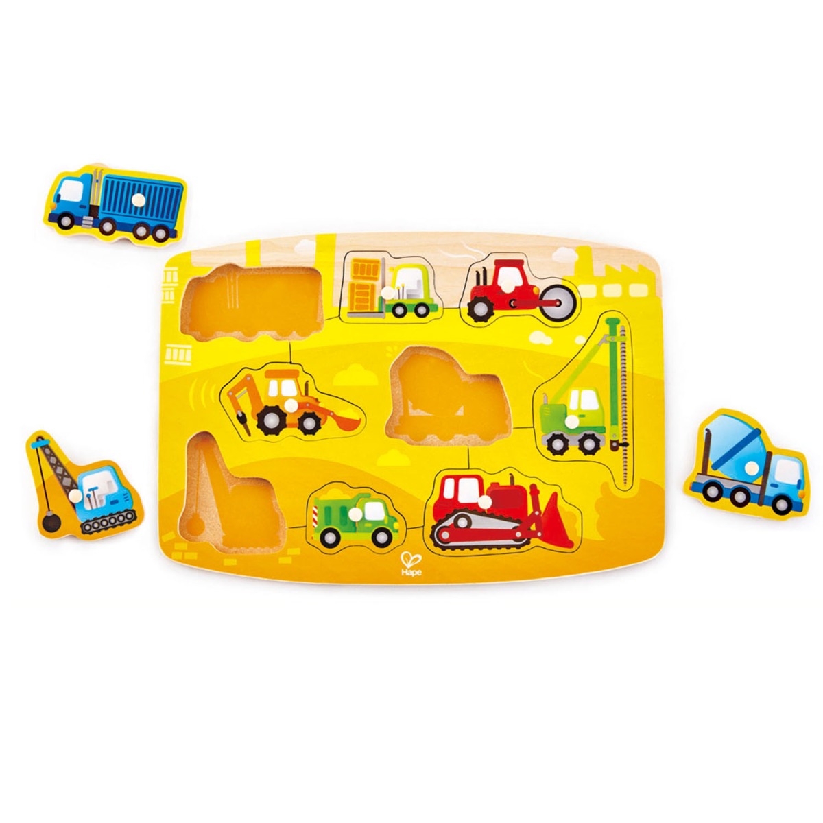 Puzzle Peg din Lemn Hape Masini - poza 1
