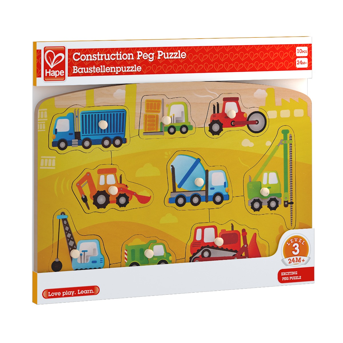 Puzzle Peg din Lemn Hape Masini - poza 2