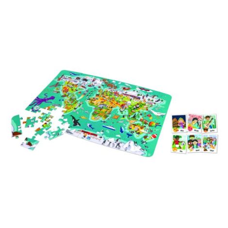 Puzzle pentru copii 2 in 1 In jurul lumii (100 piese) - poza 1