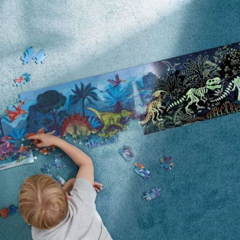 Puzzle pentru copii flourescent cu Dinozauri (200 piese, 1.5m) - poza 3