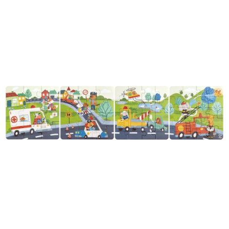 Puzzle pentru copii Vehicule de salvare (4 in 1) si joc storytelling - poza 1